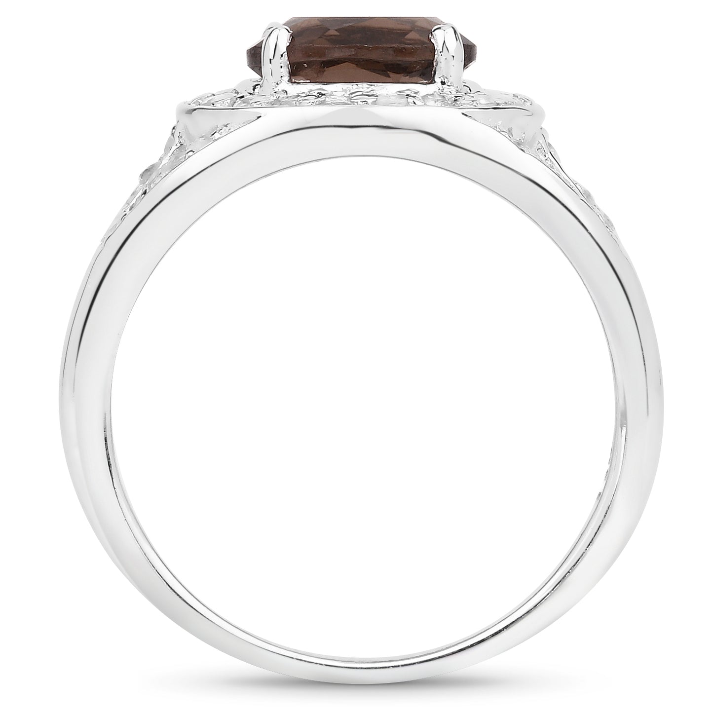 Genuine Smoky Quartz and White Topaz Sterling Silver Ring