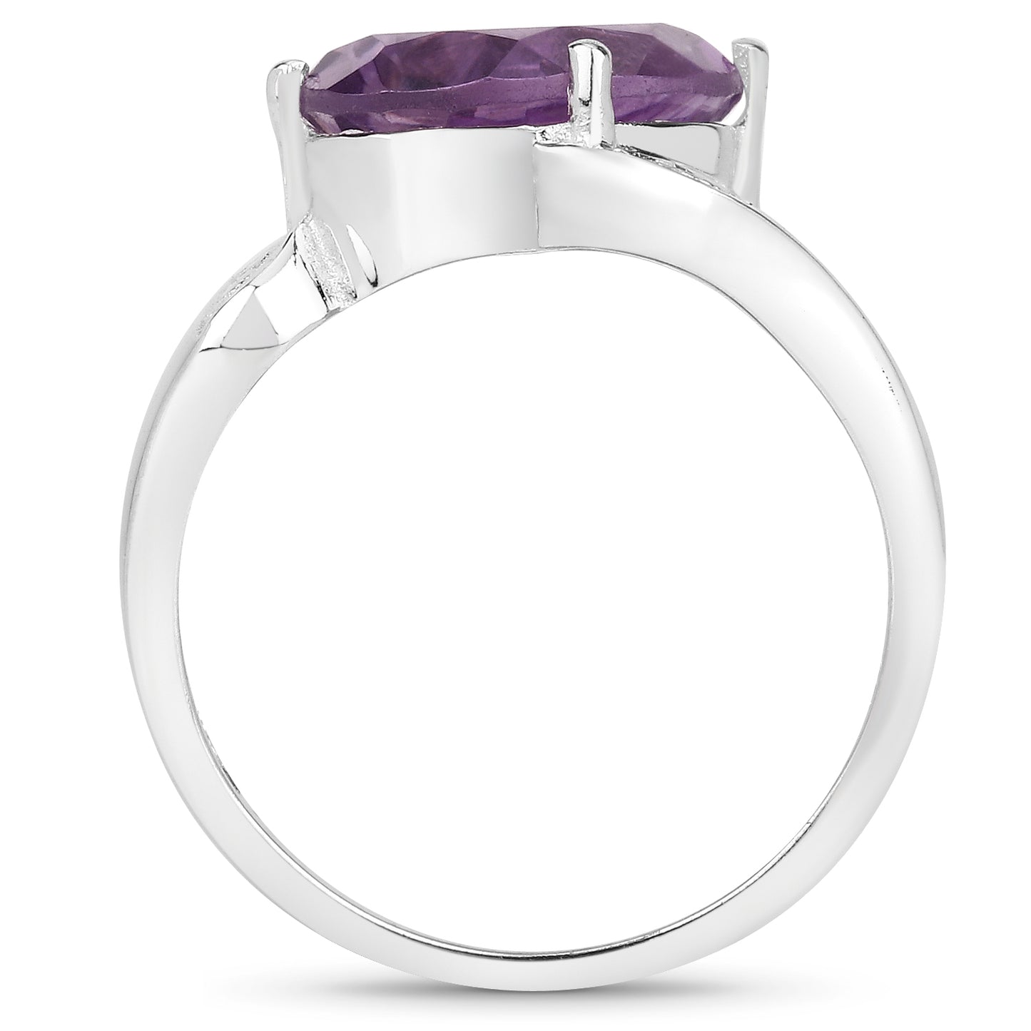 Genuine Amethyst Sterling Silver Graduated Ring