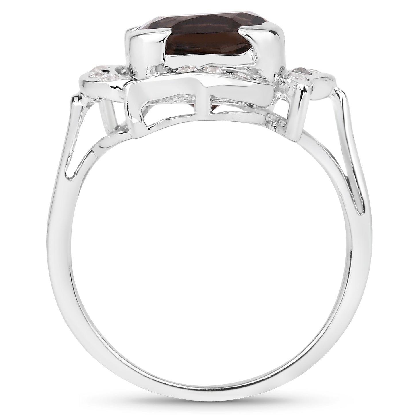 Genuine Smoky Quartz and White Topaz Sterling Silver Ring