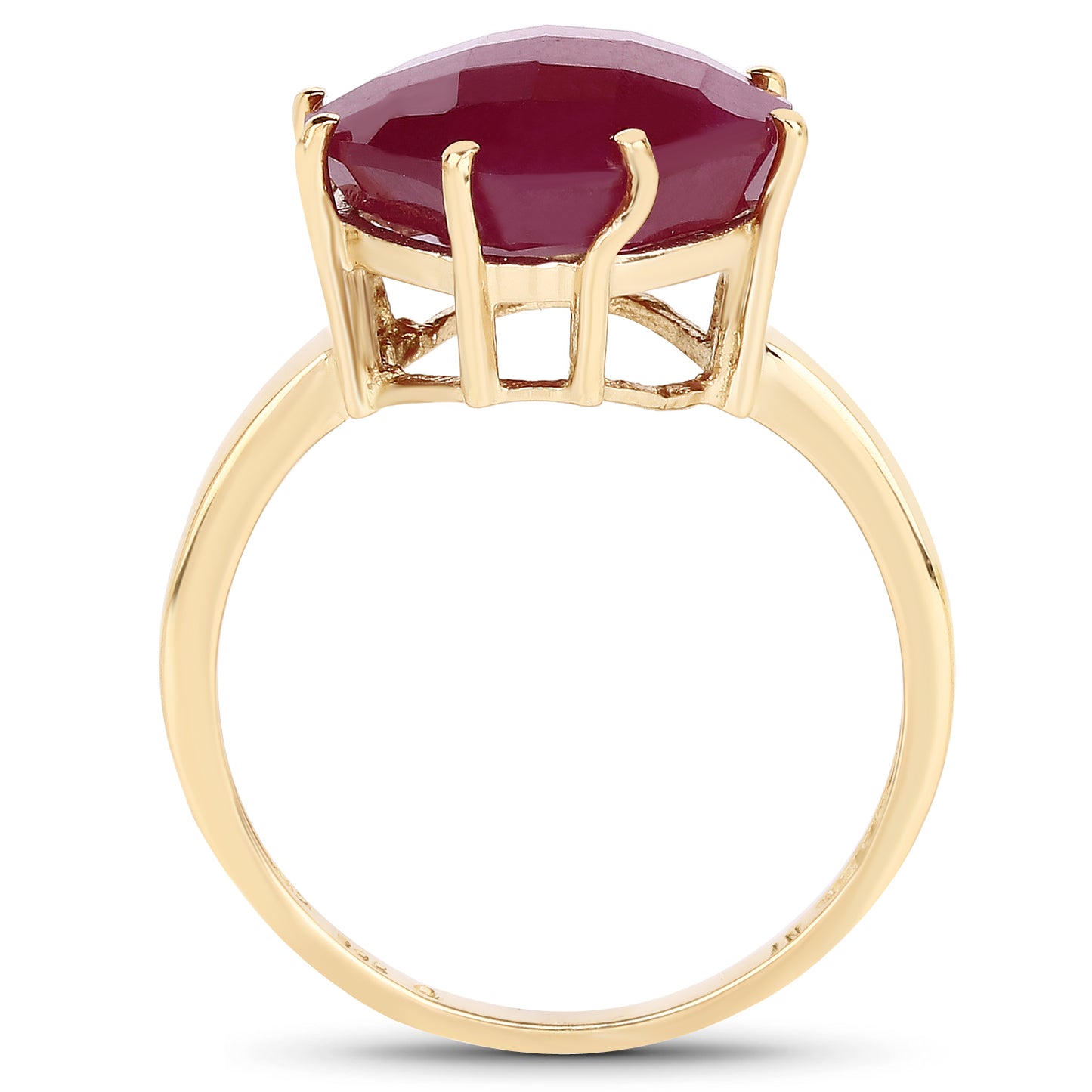 14K Yellow Gold Plated Glass Filled Ruby Sterling Silver Ring