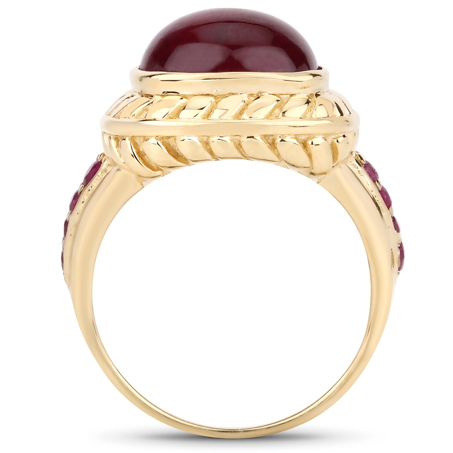 14K Rose Gold Plated Glass Filled Ruby Sterling Silver Ring