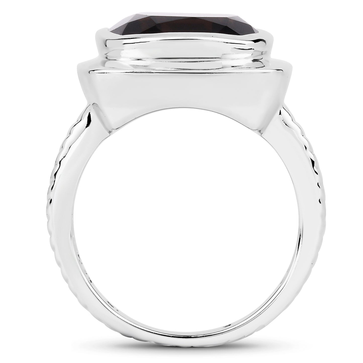 Genuine Smoky Quartz Sterling Silver Graduated Ring