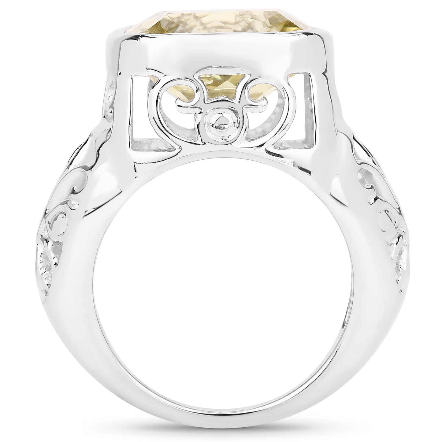 Genuine Lemon Quartz Sterling Silver Filigree Ring