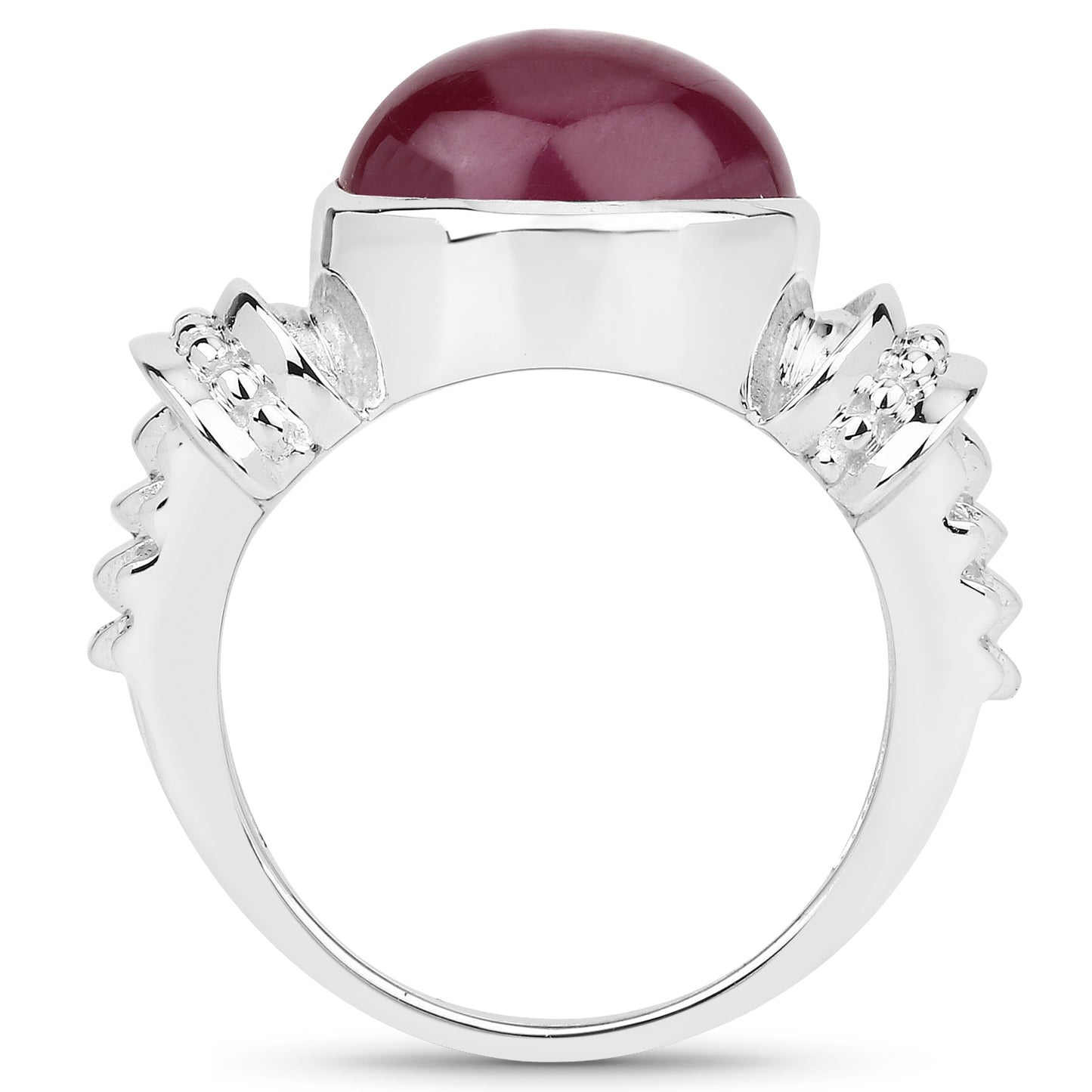 Glass Filled Cabochon Ruby Sterling Silver Ring