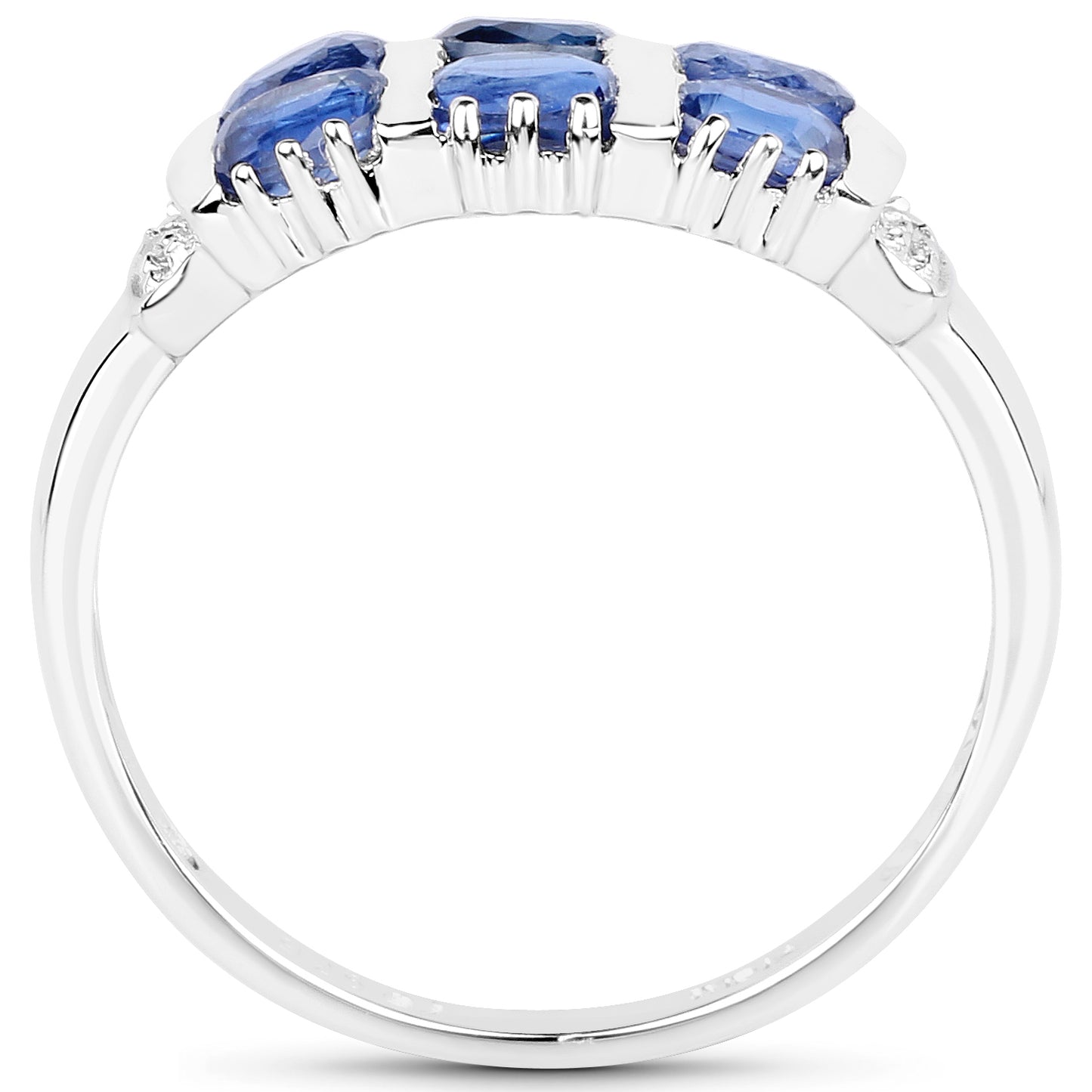 Genuine Kyanite and White Diamond Sterling Silver Ring