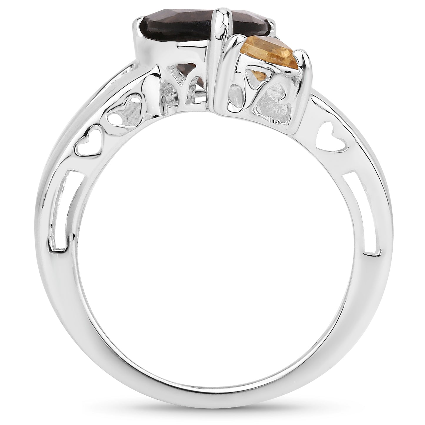 Genuine Smoky Quartz and Citrine Sterling Silver Ring