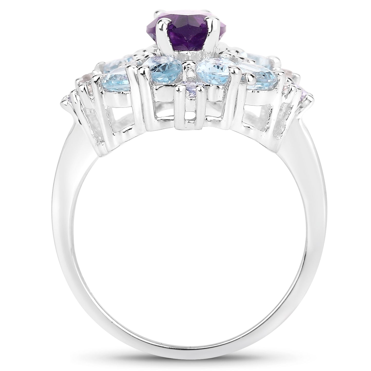 Genuine Multi Stone Sterling Silver Graduated Ring