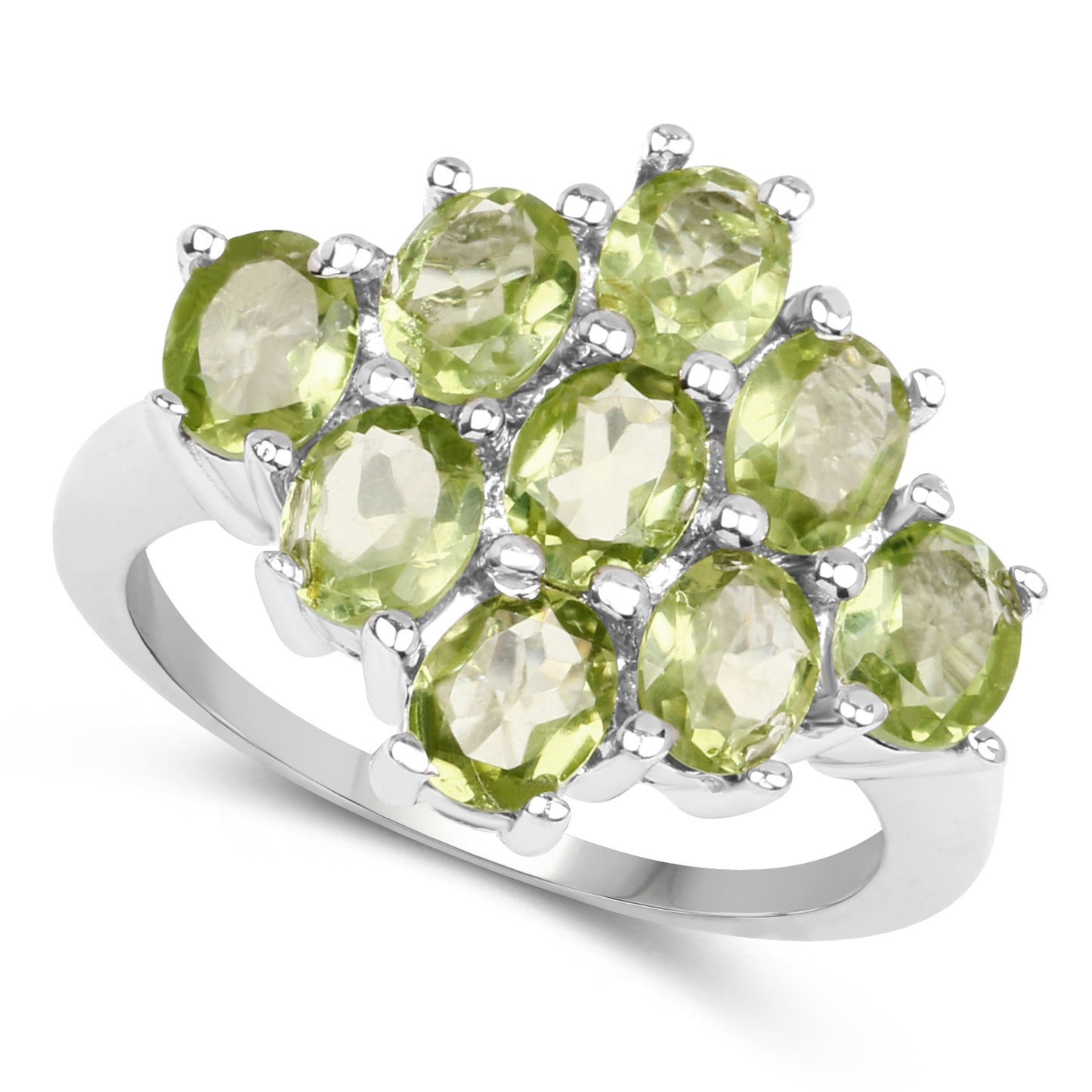 Genuine Peridot Sterling Silver Graduated Ring