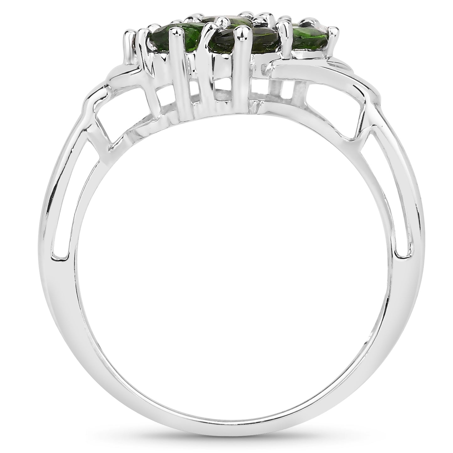 Genuine Chrome Diopside Sterling Silver Cluster Ring