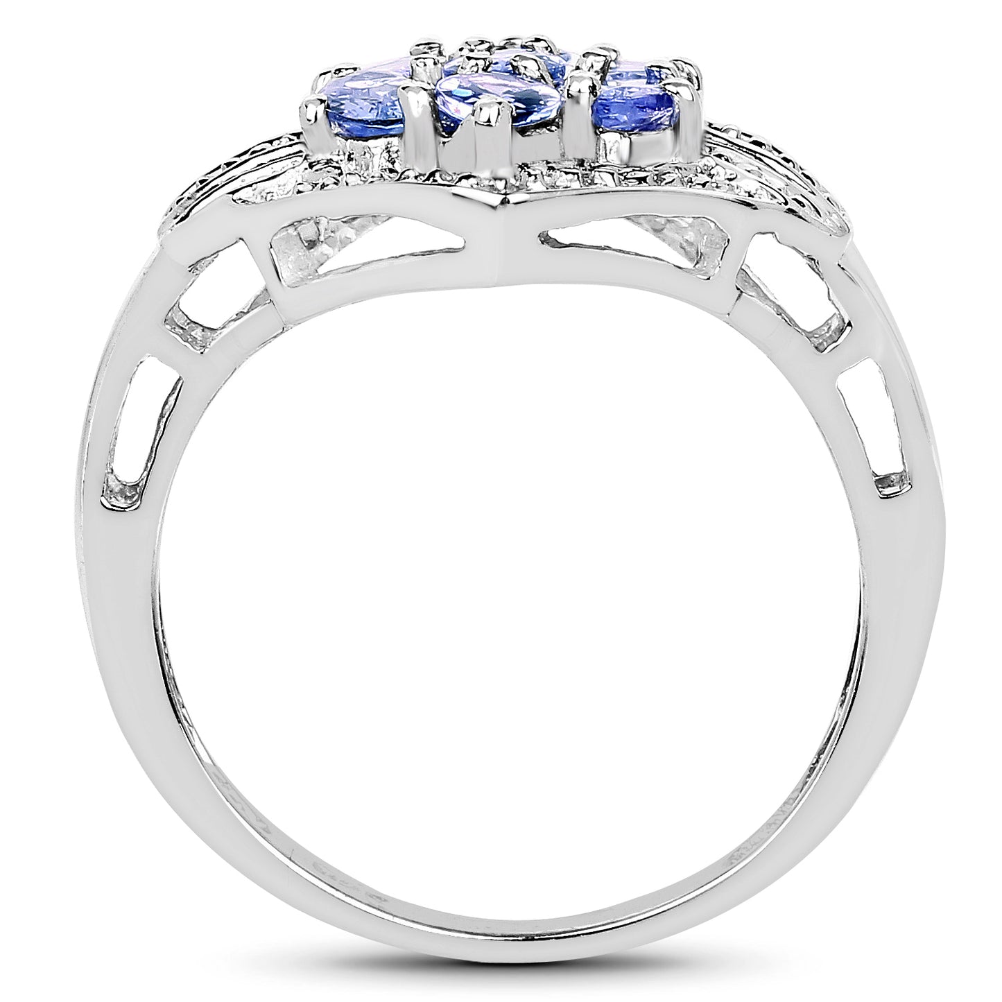 Genuine Tanzanite Sterling Silver Cluster Ring
