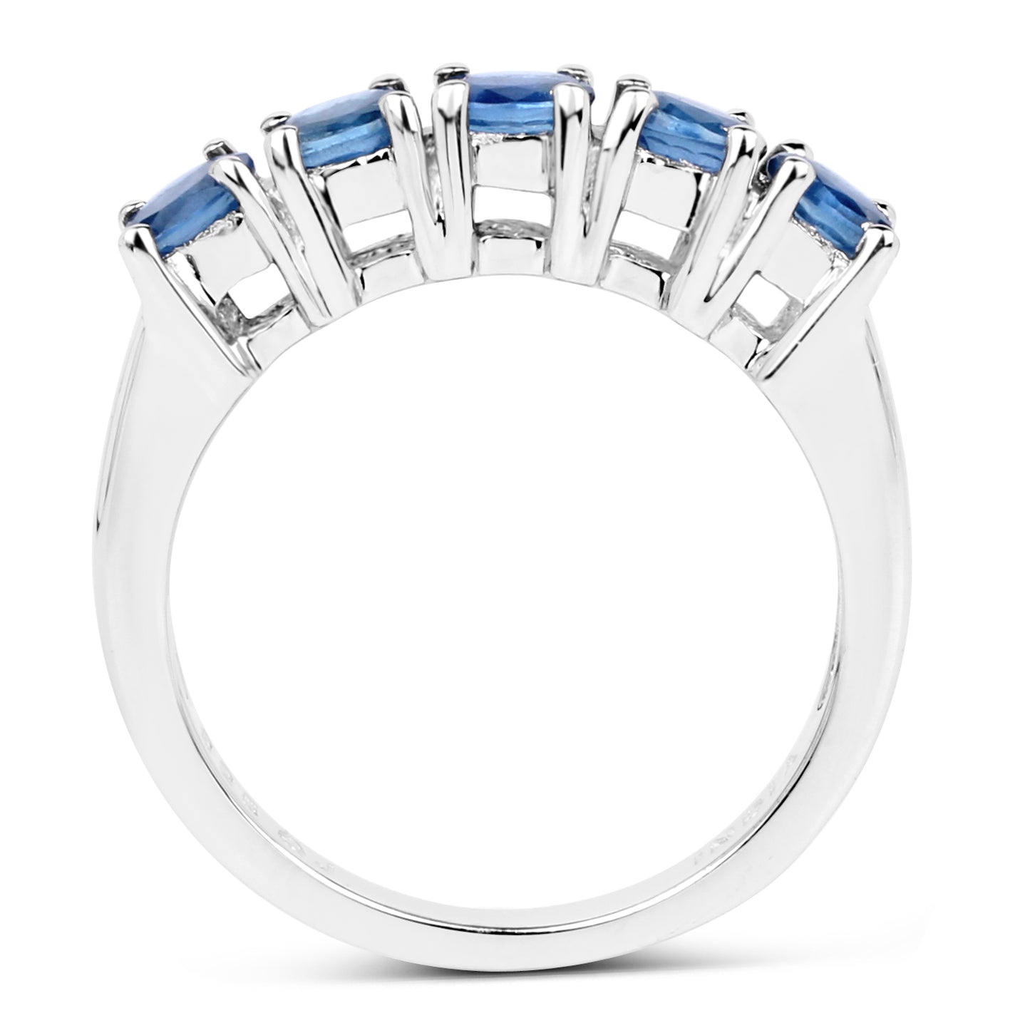 Genuine Blue Sapphire Sterling Silver 5-Stone Ring