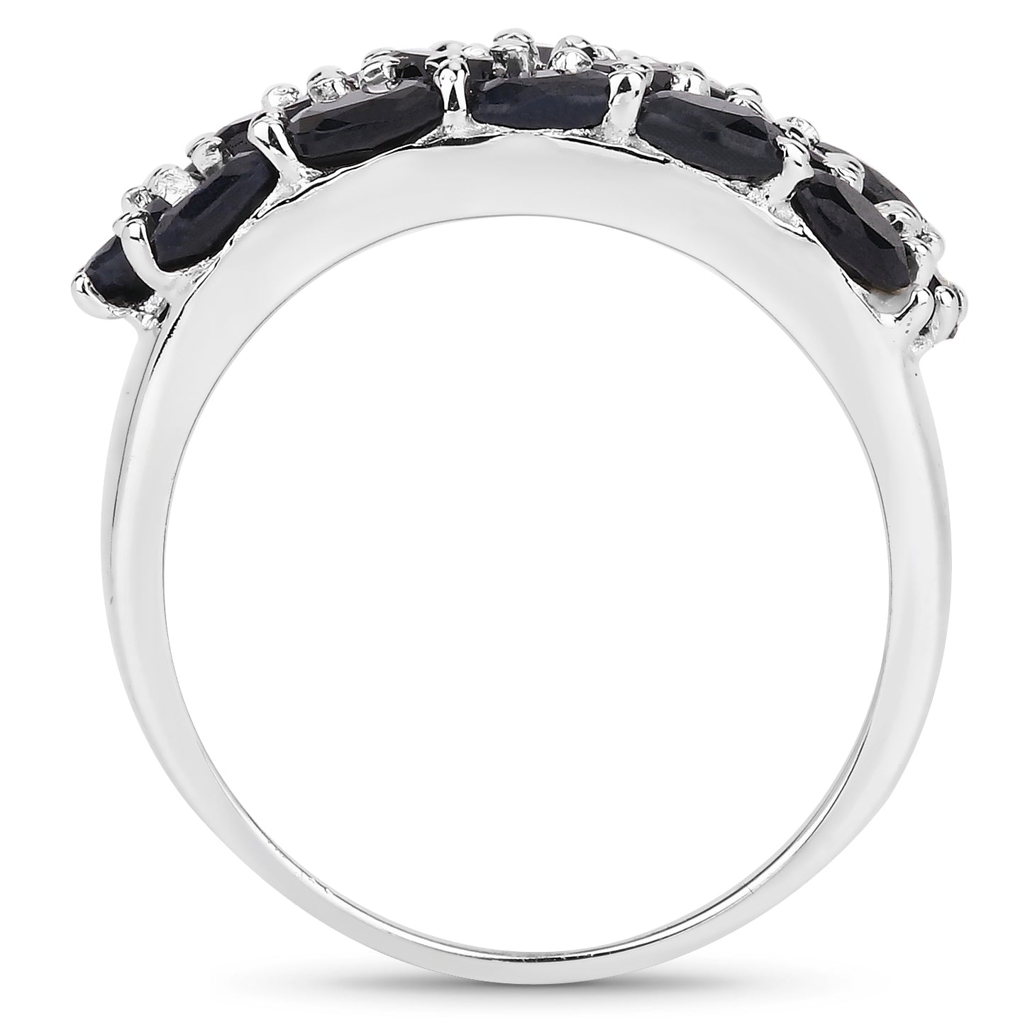 Genuine Black Sapphire Sterling Silver Band Ring