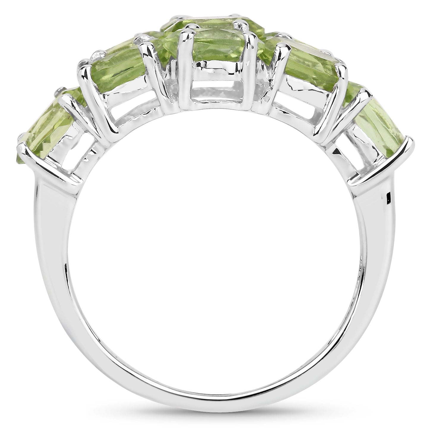 Genuine Peridot Sterling Silver Cluster Ring
