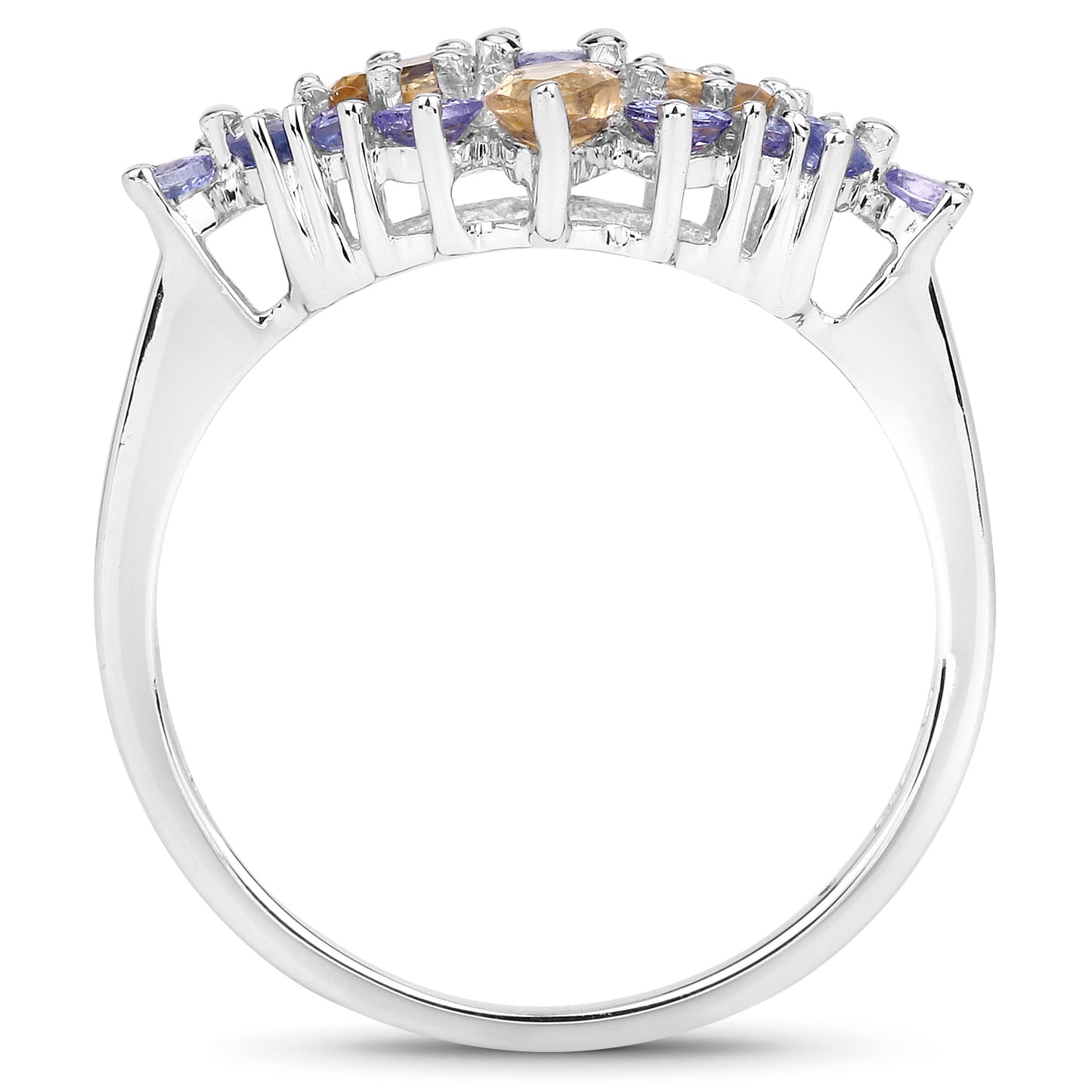 Genuine Citrine Sterling Silver Cluster Ring