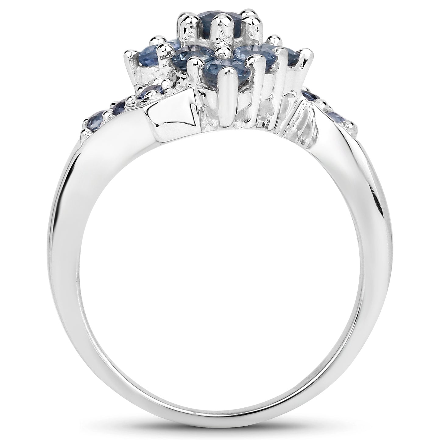 Genuine Blue Sapphire Sterling Silver Bypass Ring