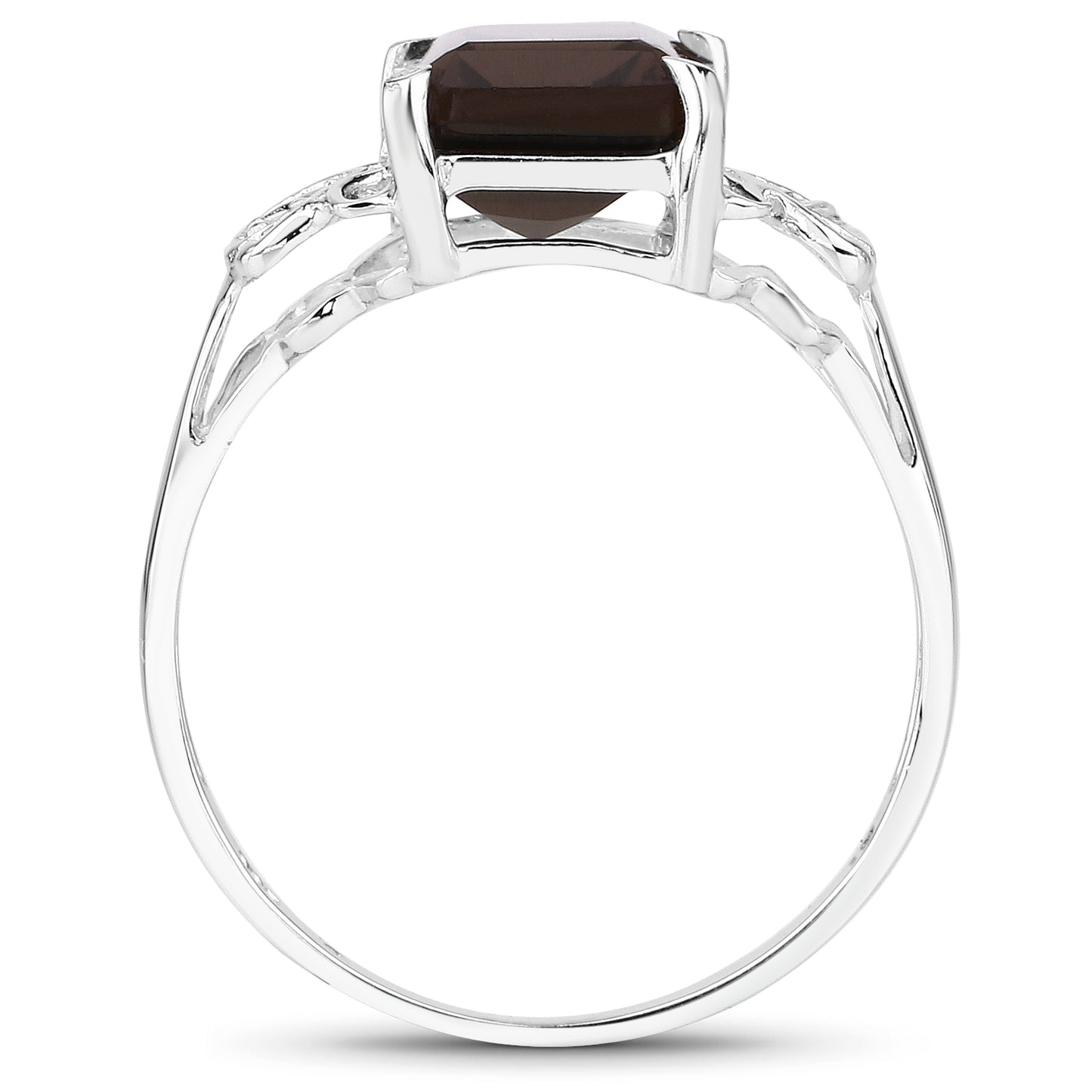 Genuine Smoky Quartz and White Topaz Sterling Silver Solitaire Ring