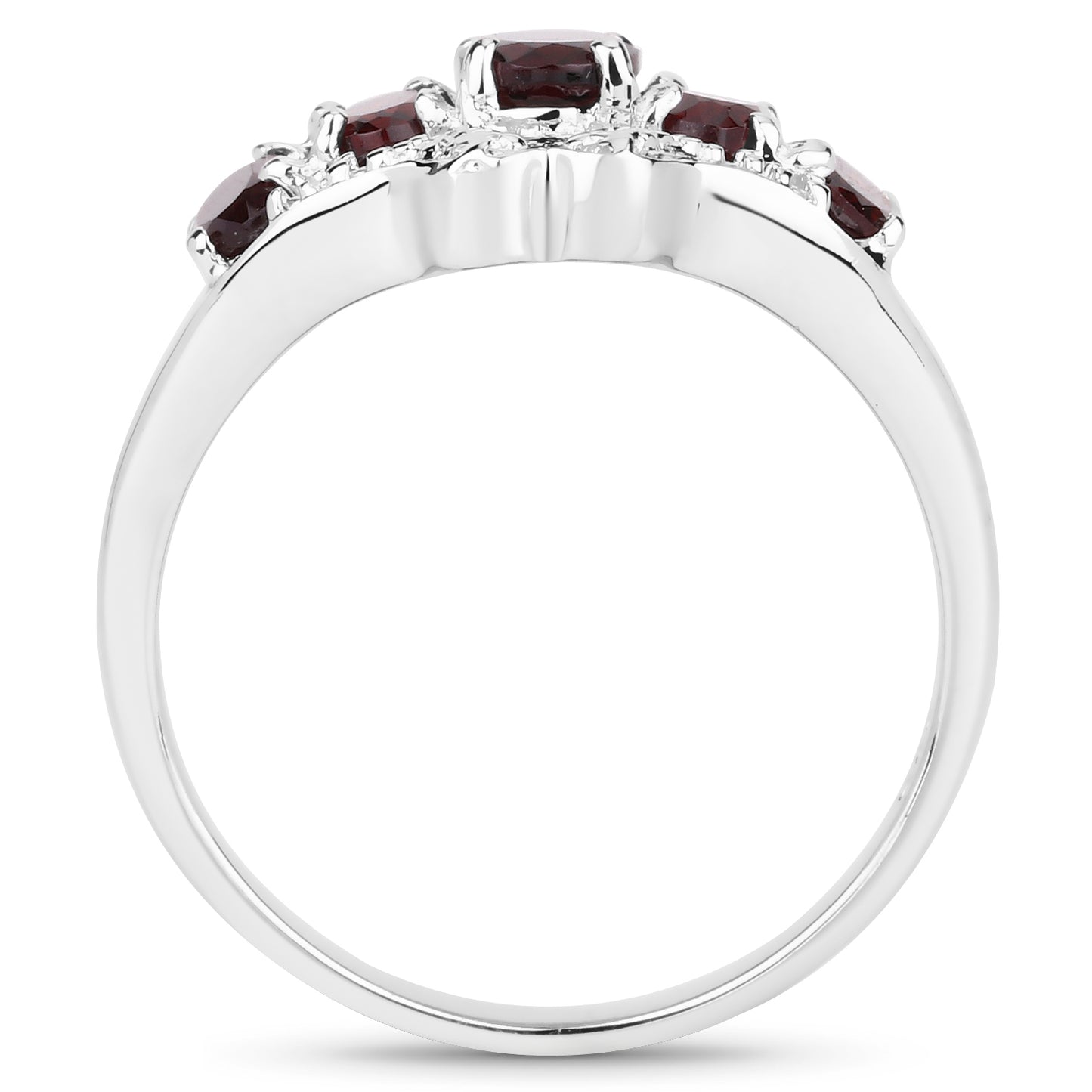 Genuine Garnet Sterling Silver 5-Stone Graduated Ring