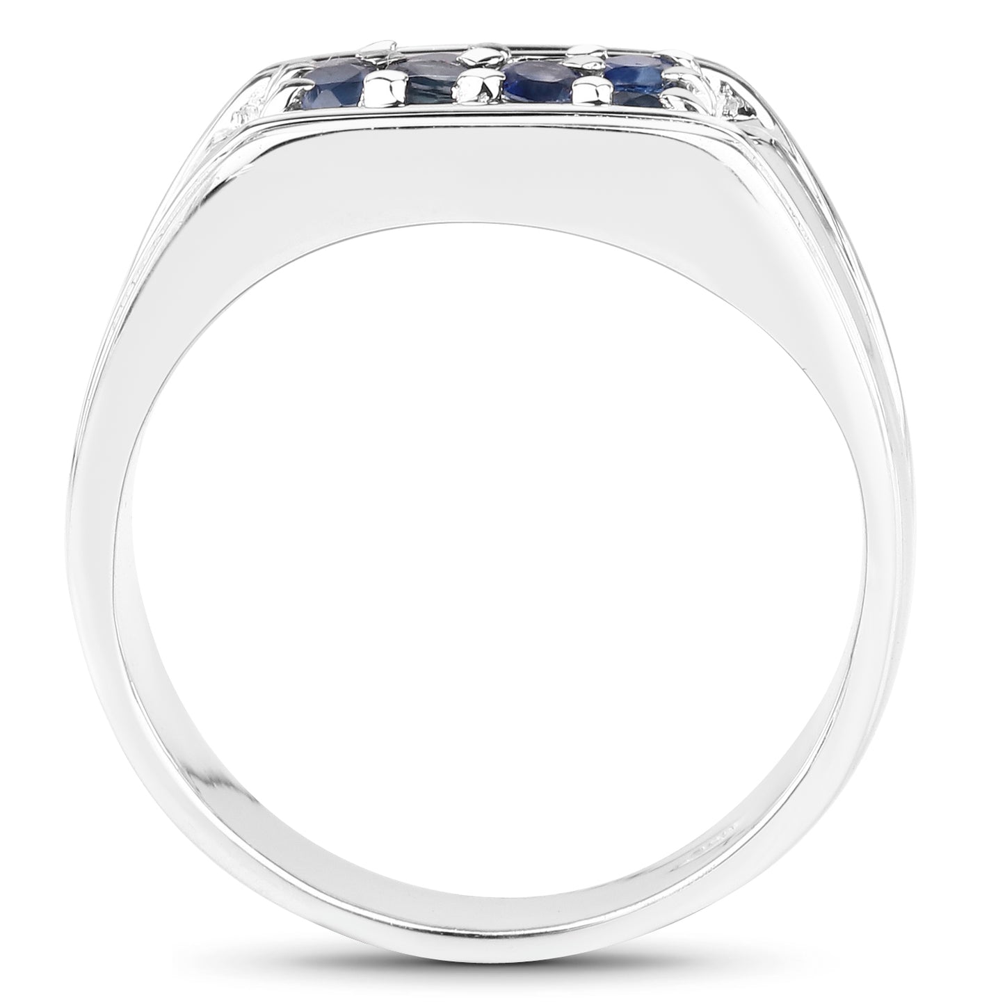 Genuine Blue Sapphire Sterling Silver Band Ring