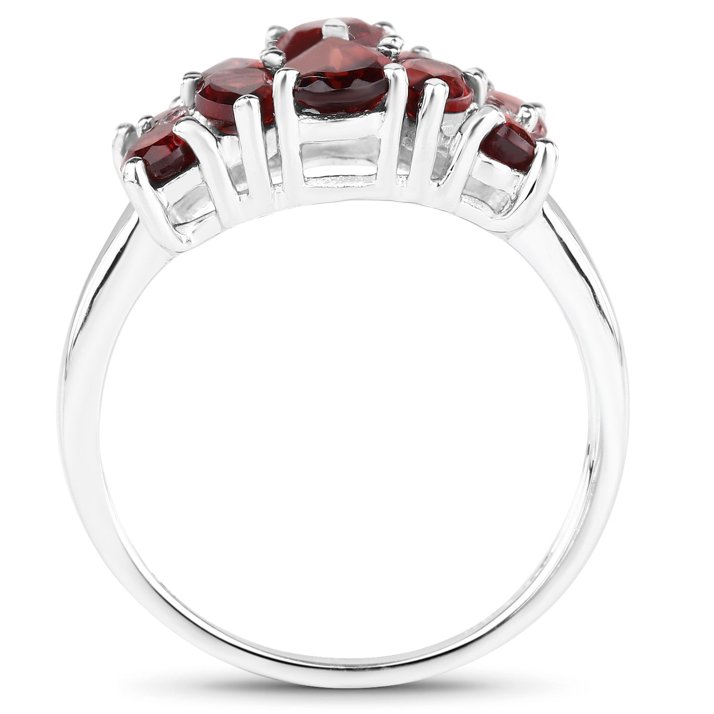Genuine Garnet and White Topaz Sterling Silver Graduated Ring