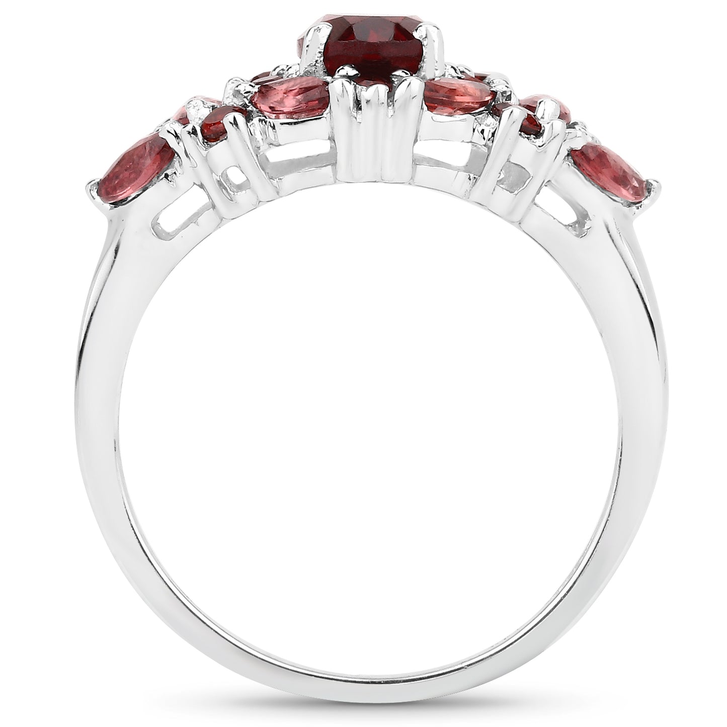 Genuine Garnet, Pink Tourmaline and White Topaz Sterling Silver Ring