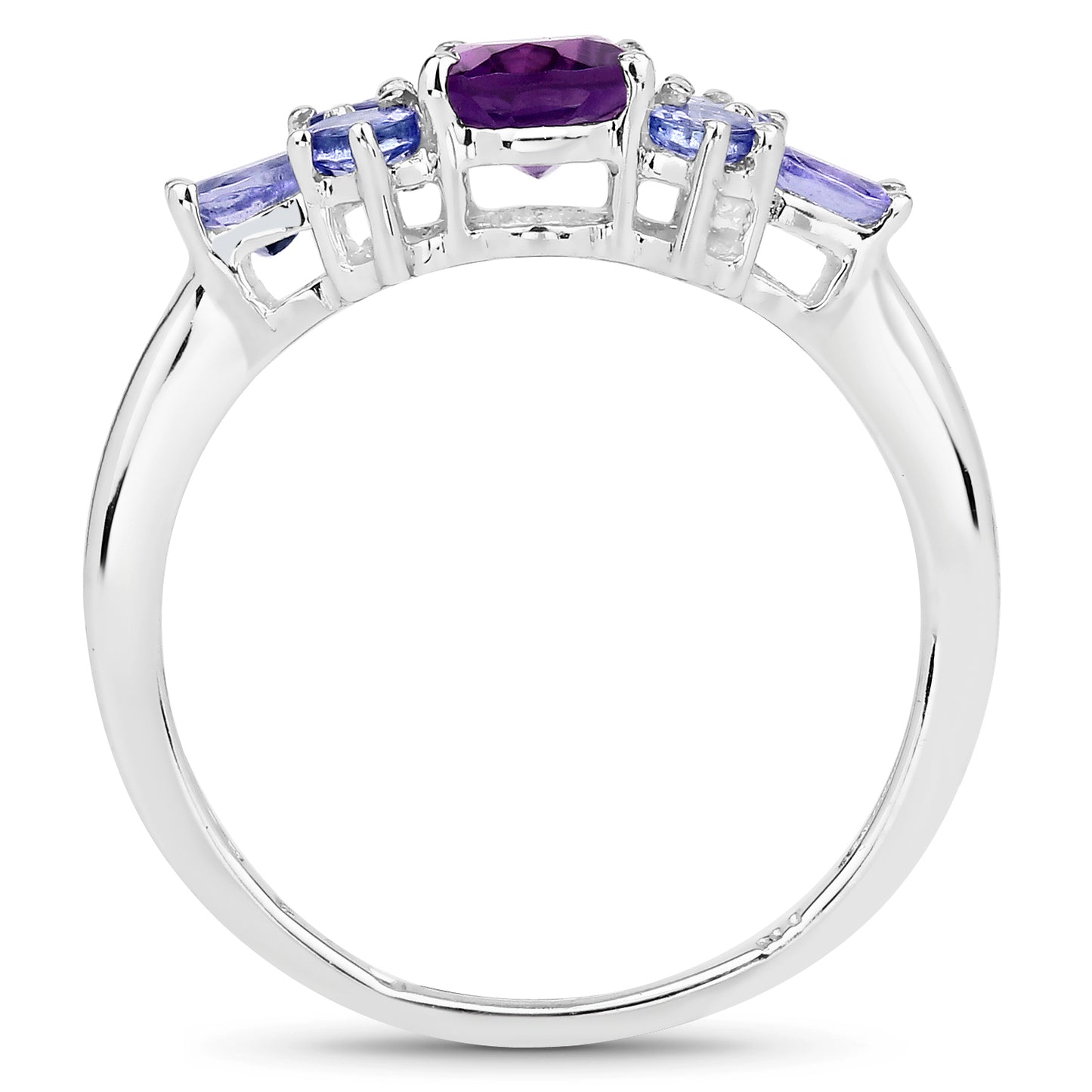 Genuine Amethyst and Tanzanite Sterling Silver Cocktail Ring