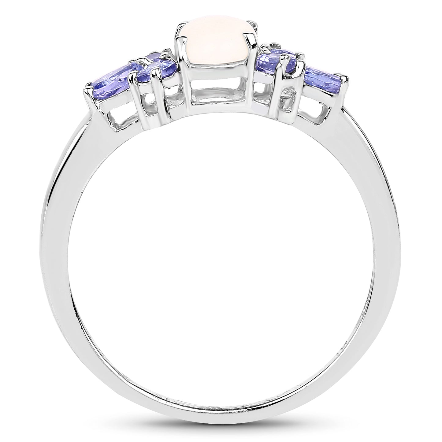 Genuine Opal and Tanzanite Sterling Silver Cocktail Ring for Women