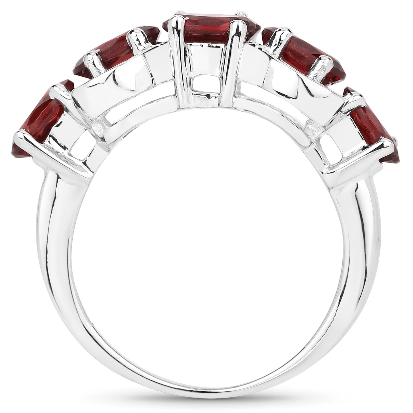 Genuine Garnet Sterling Silver Band Ring