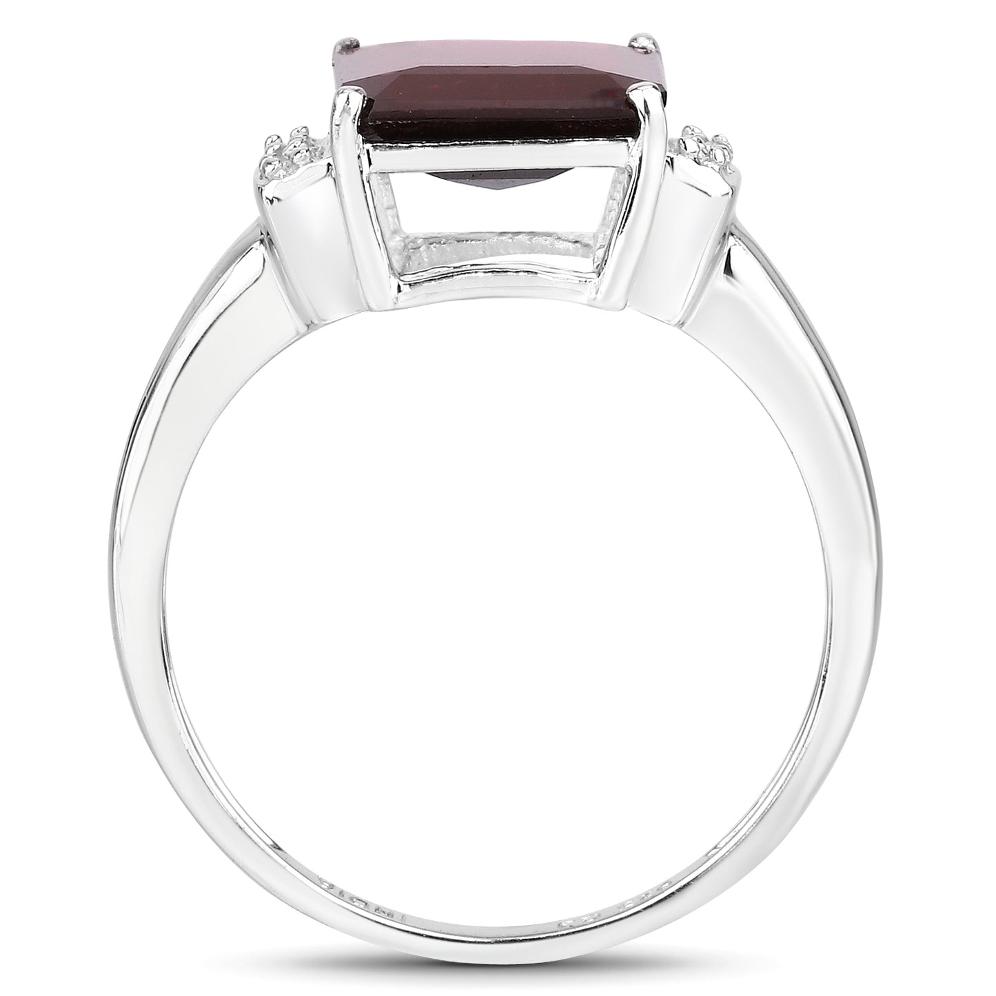 Genuine Hydrabadi Garnet and White Topaz Sterling Silver Graduated Ring