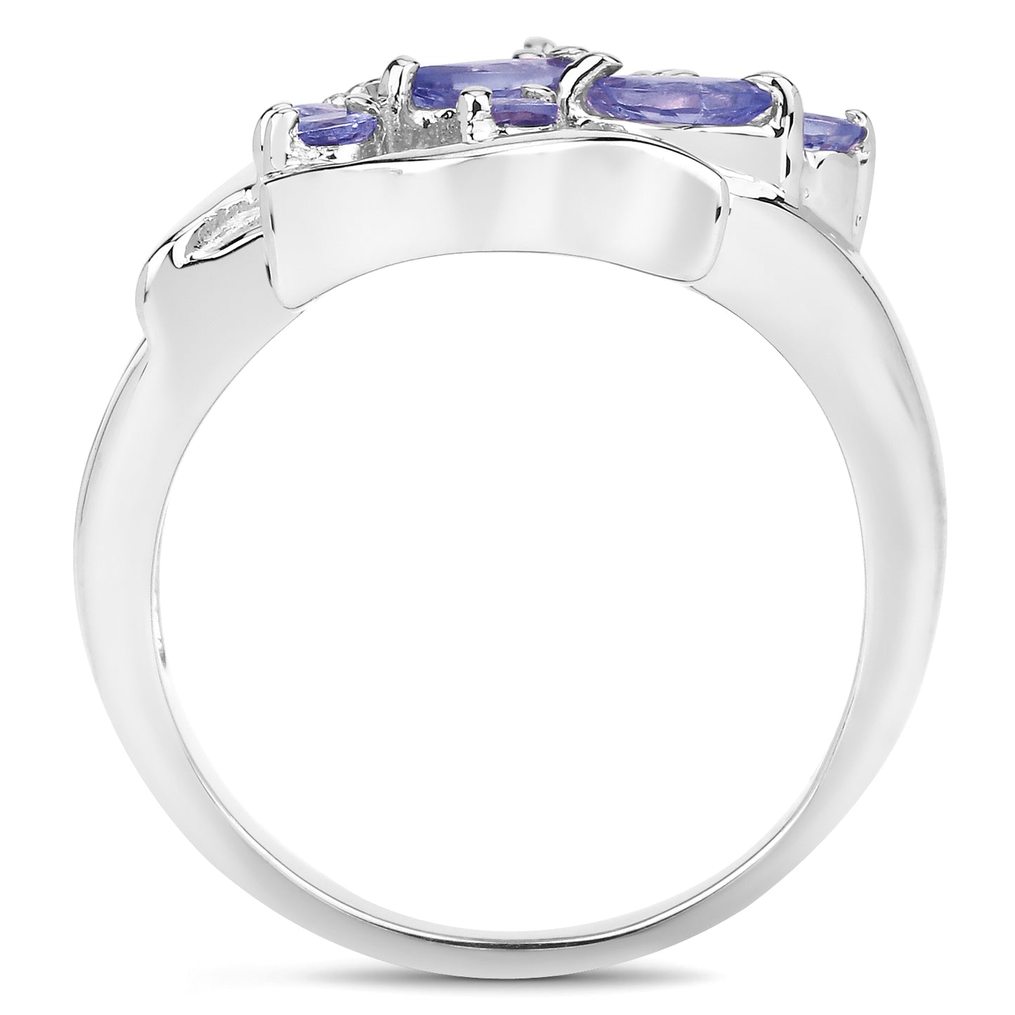 Genuine Tanzanite Sterling Silver Cluster Ring