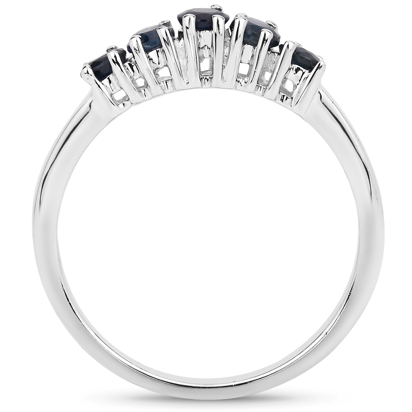 Genuine Blue Sapphire Sterling Silver 5-Stone Ring