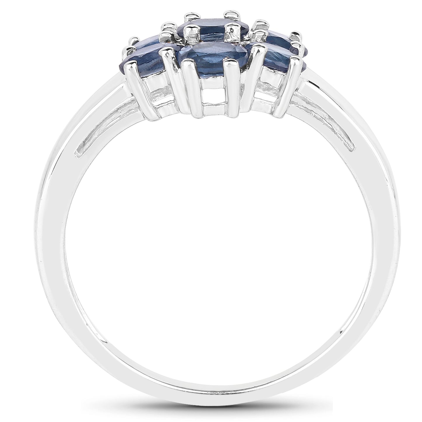 Genuine Blue Sapphire Sterling Silver Cluster Ring