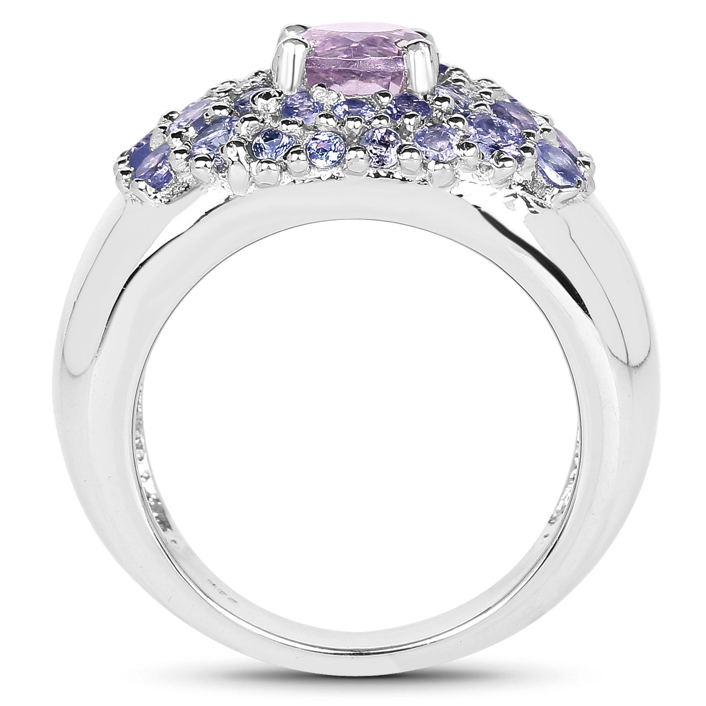 Genuine Amethyst and Tanzanite Dome Ring in Sterling Silver