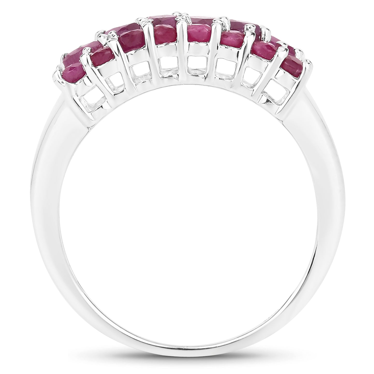 Genuine Ruby Sterling Silver Graduated Ring
