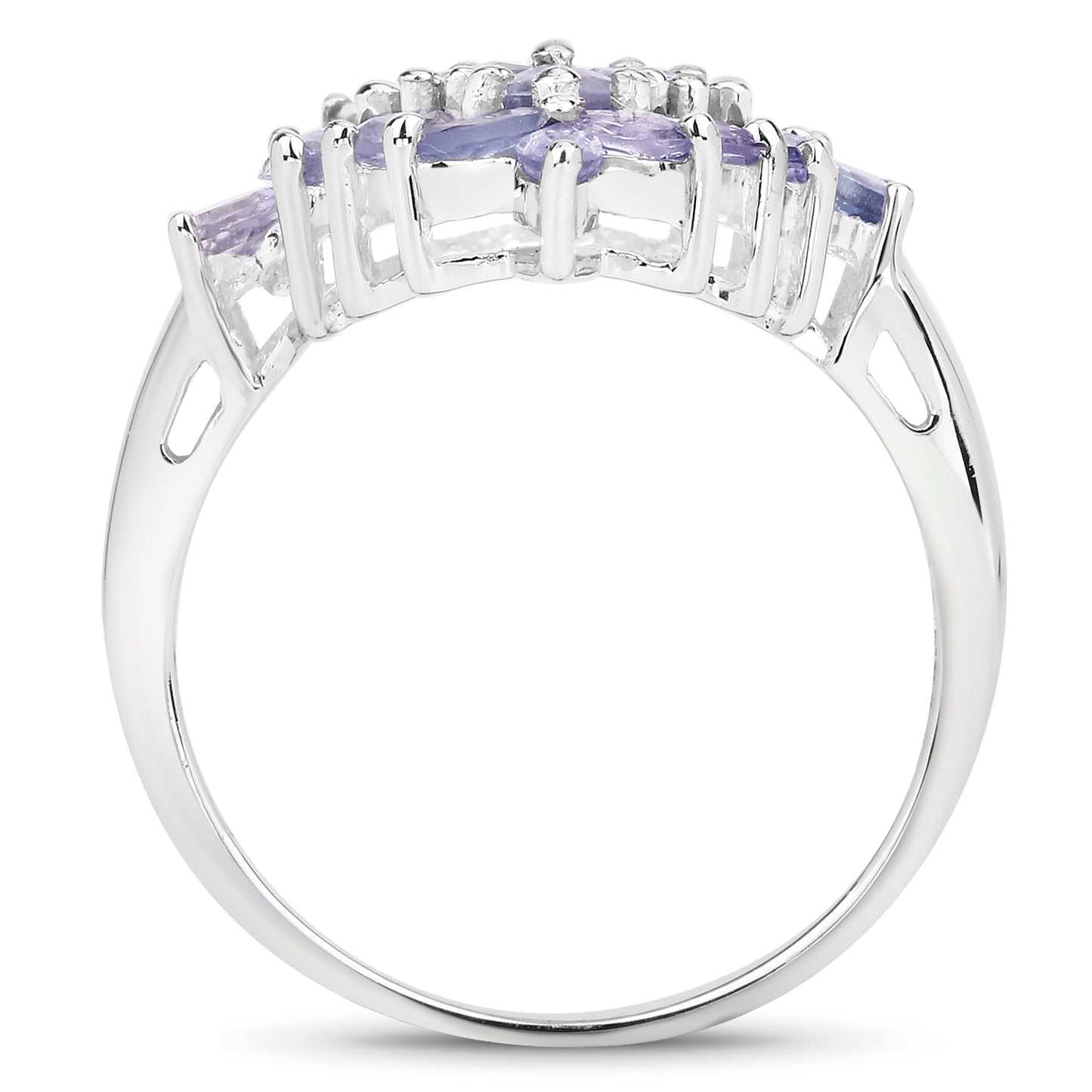 Genuine Tanzanite Sterling Silver Cluster Ring