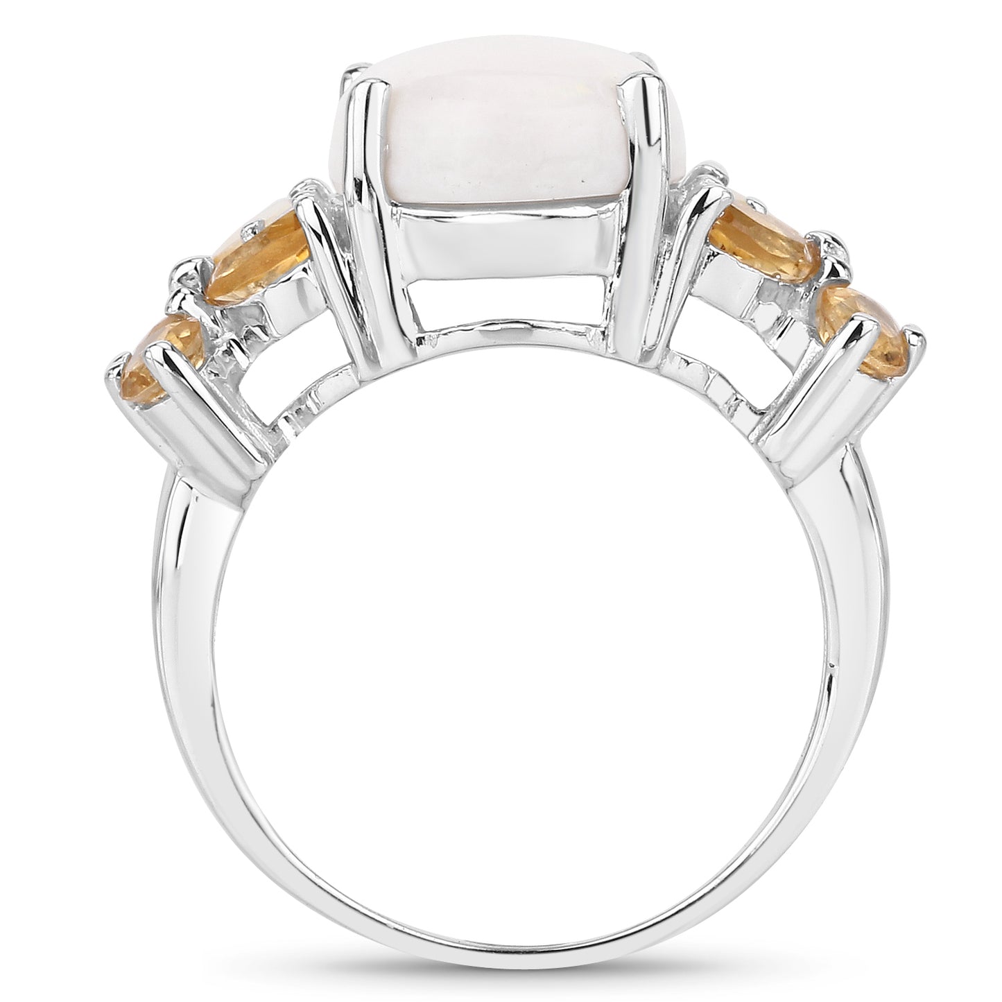 Genuine Opal, Citrine and White Topaz Sterling Silver Graduated Ring