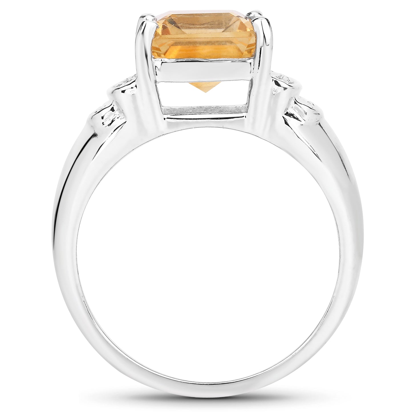 Genuine Citrine and White Topaz Sterling Silver Graduated Ring