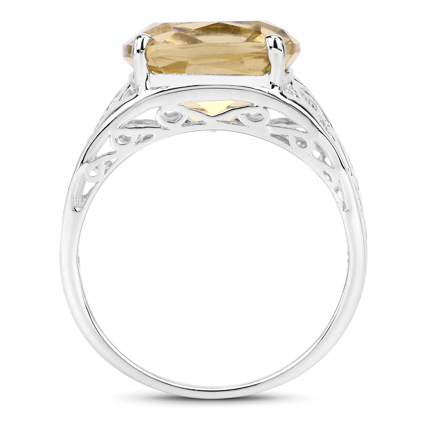 Genuine Lemon Quartz Sterling Silver Filigree Ring