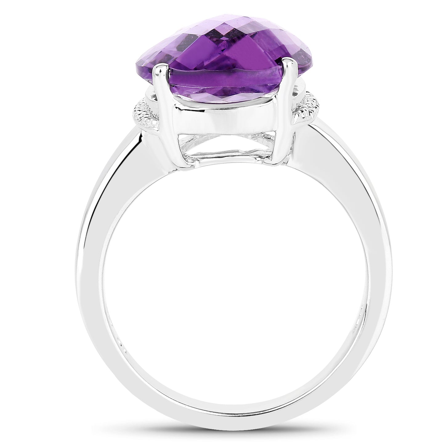 Genuine Amethyst Sterling Silver Graduated Ring
