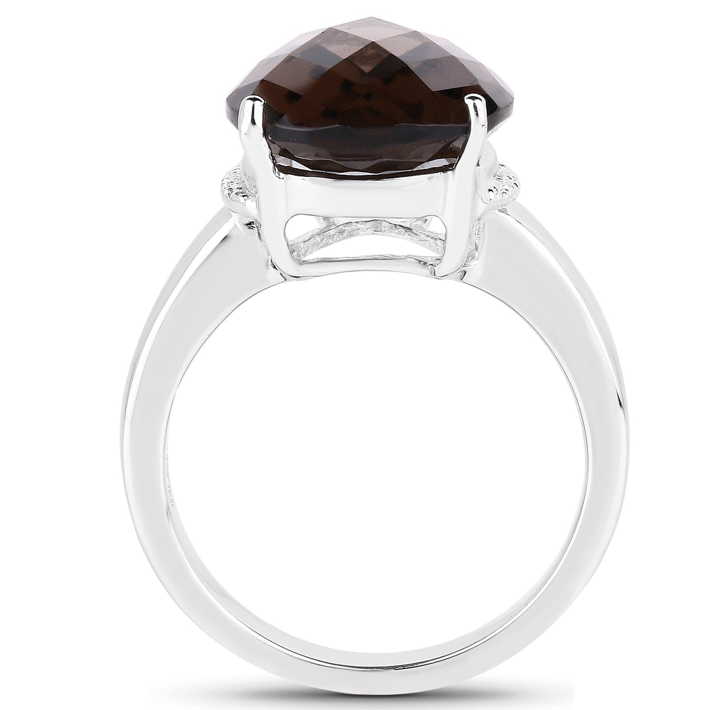 Genuine Smoky Quartz Sterling Silver Graduated Ring