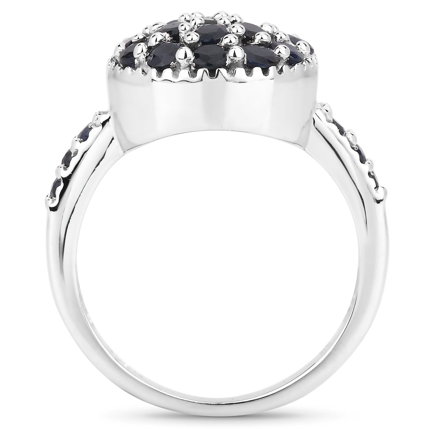 Genuine Blue Sapphire Sterling Silver Cluster Ring