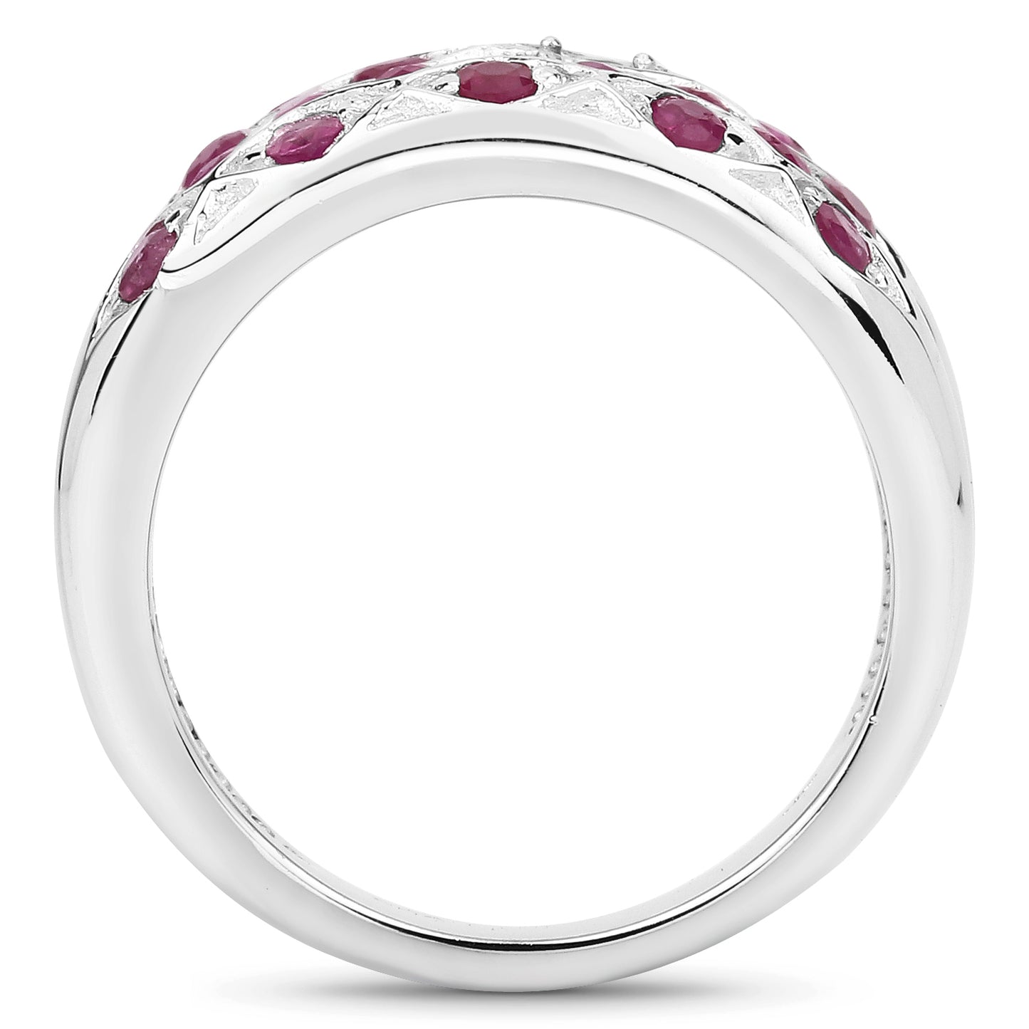 Genuine Ruby Sterling Silver Graduated Ring