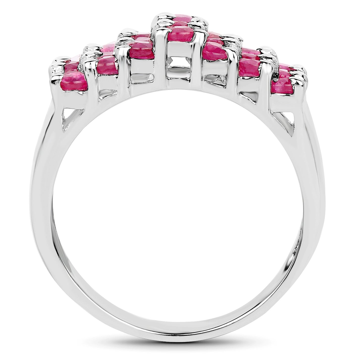 Genuine Ruby Sterling Silver Cluster Ring