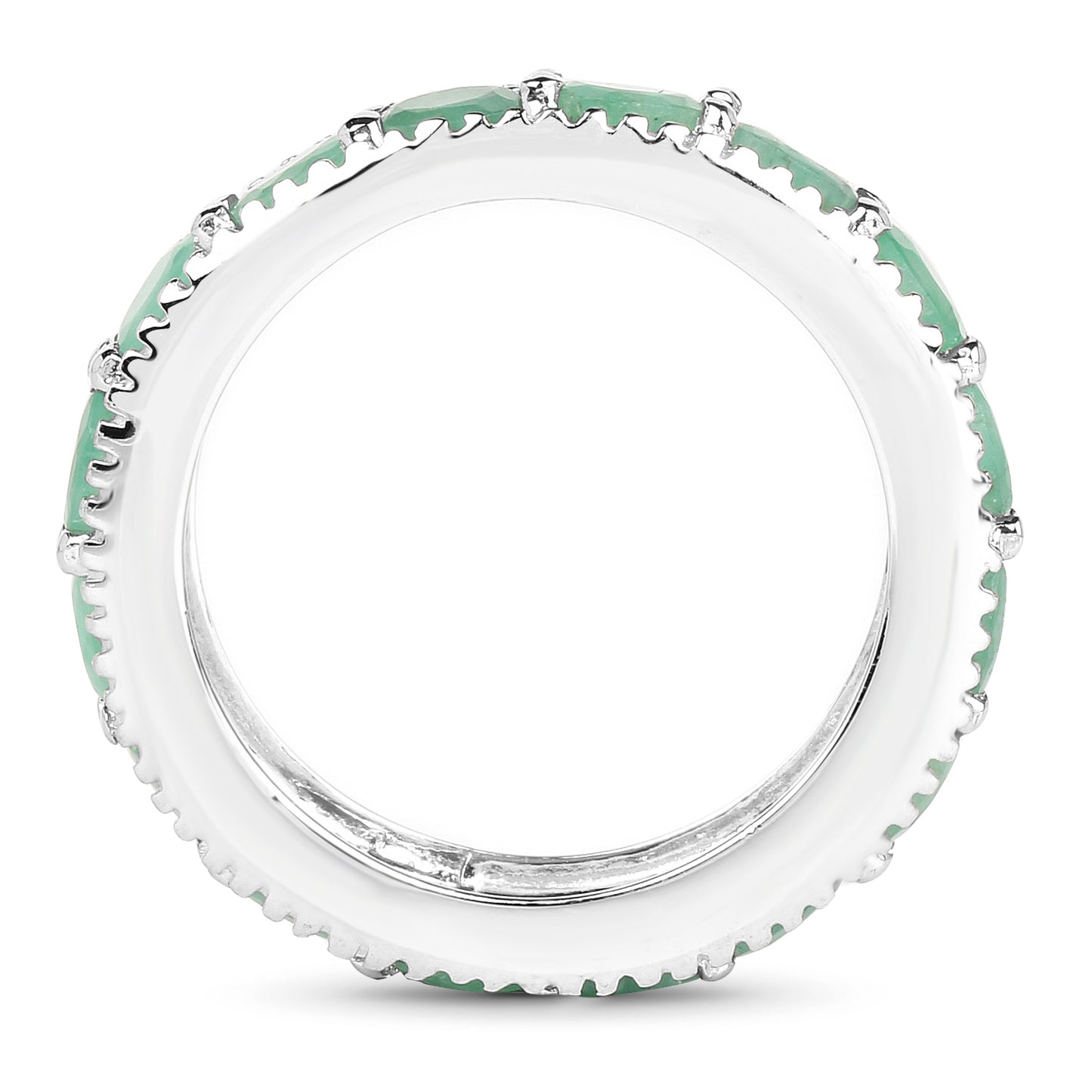 Genuine Emerald Eternity Band in Sterling Silver Ring