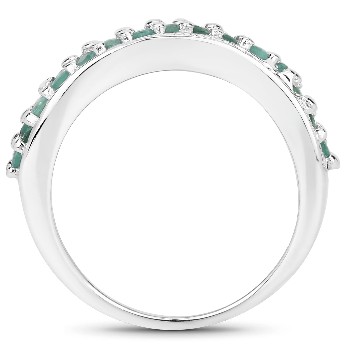 Genuine Emerald Sterling Silver Graduated Ring