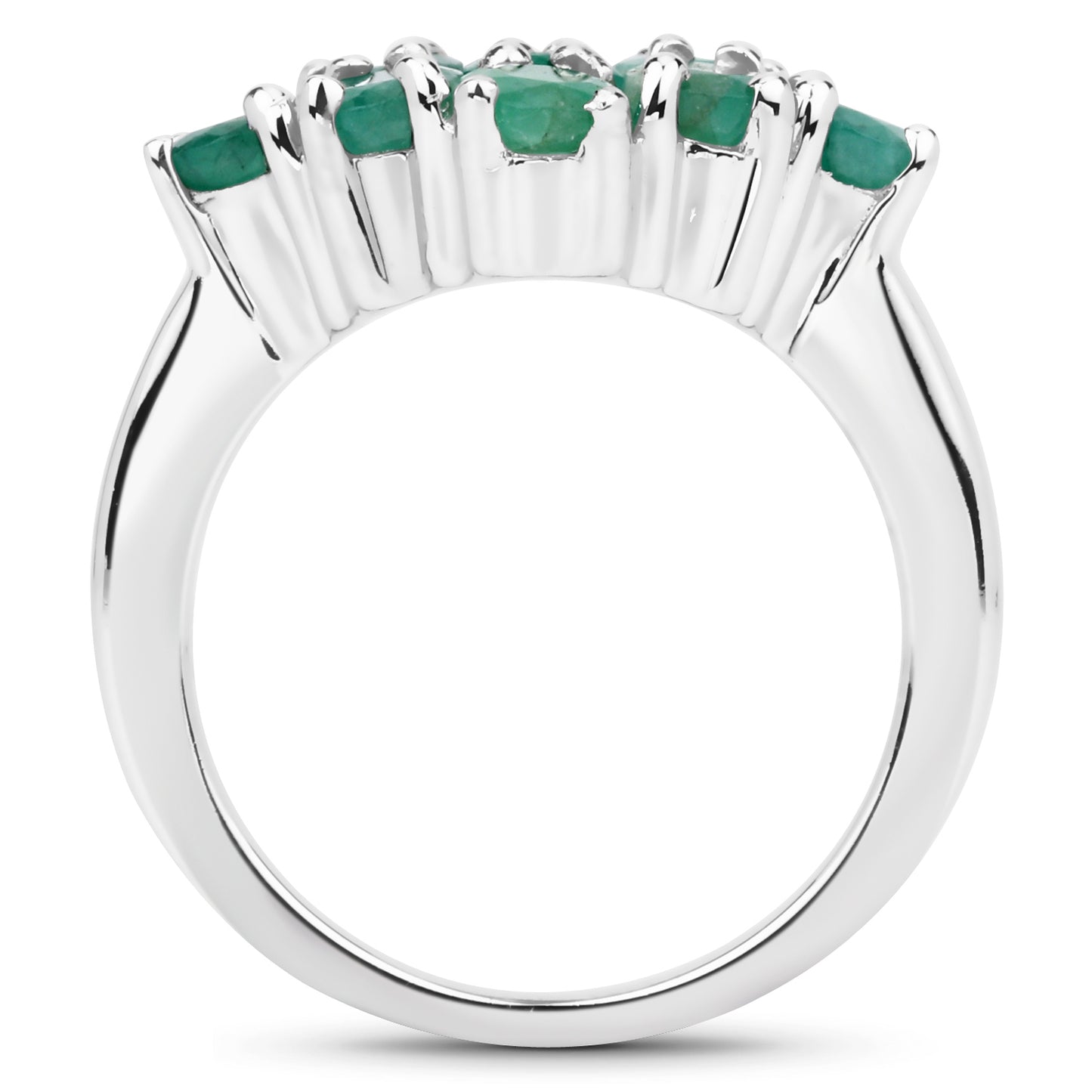 Genuine Emerald Sterling Silver Graduated Ring