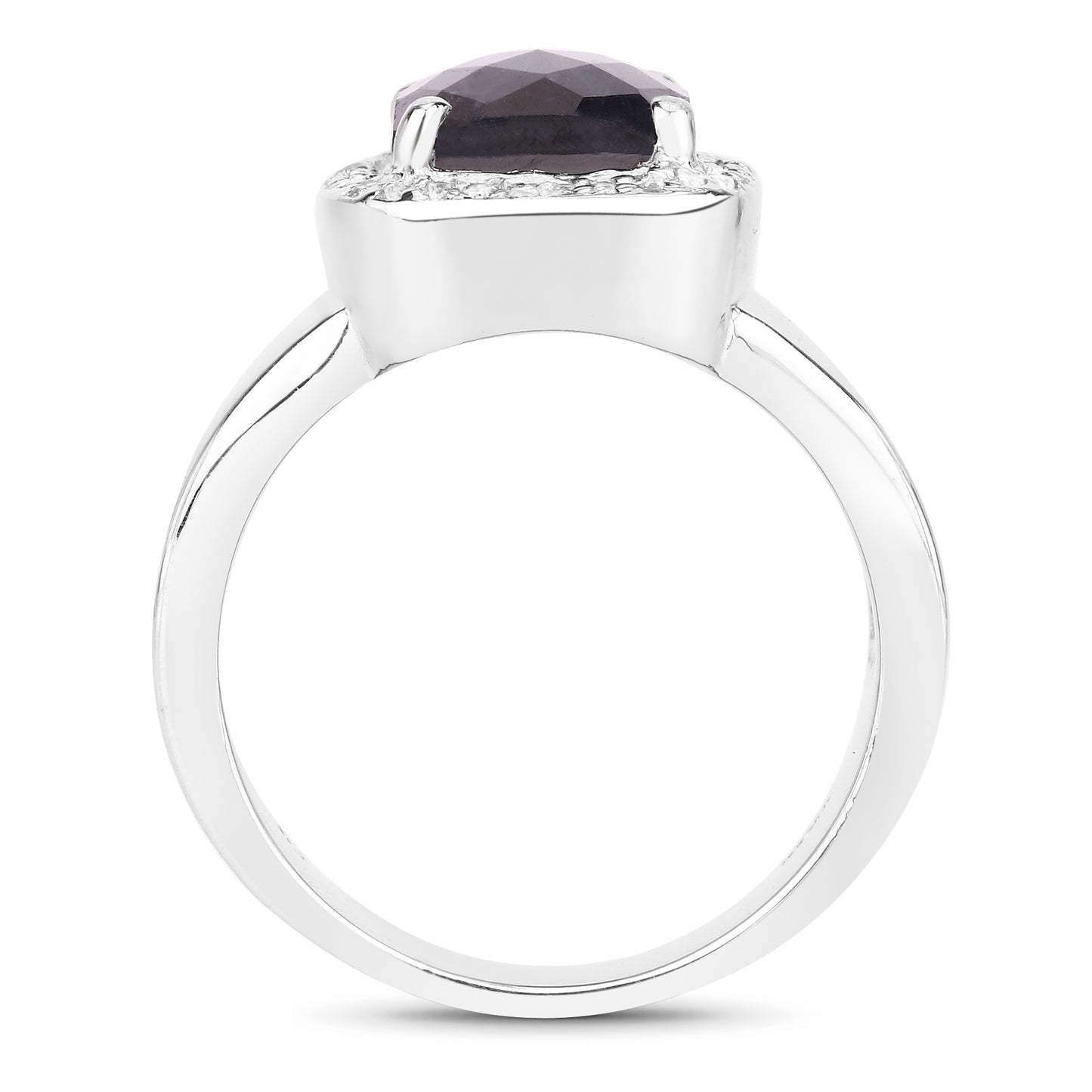 Dyed Sapphire and White Topaz Halo Ring in Sterling Silver