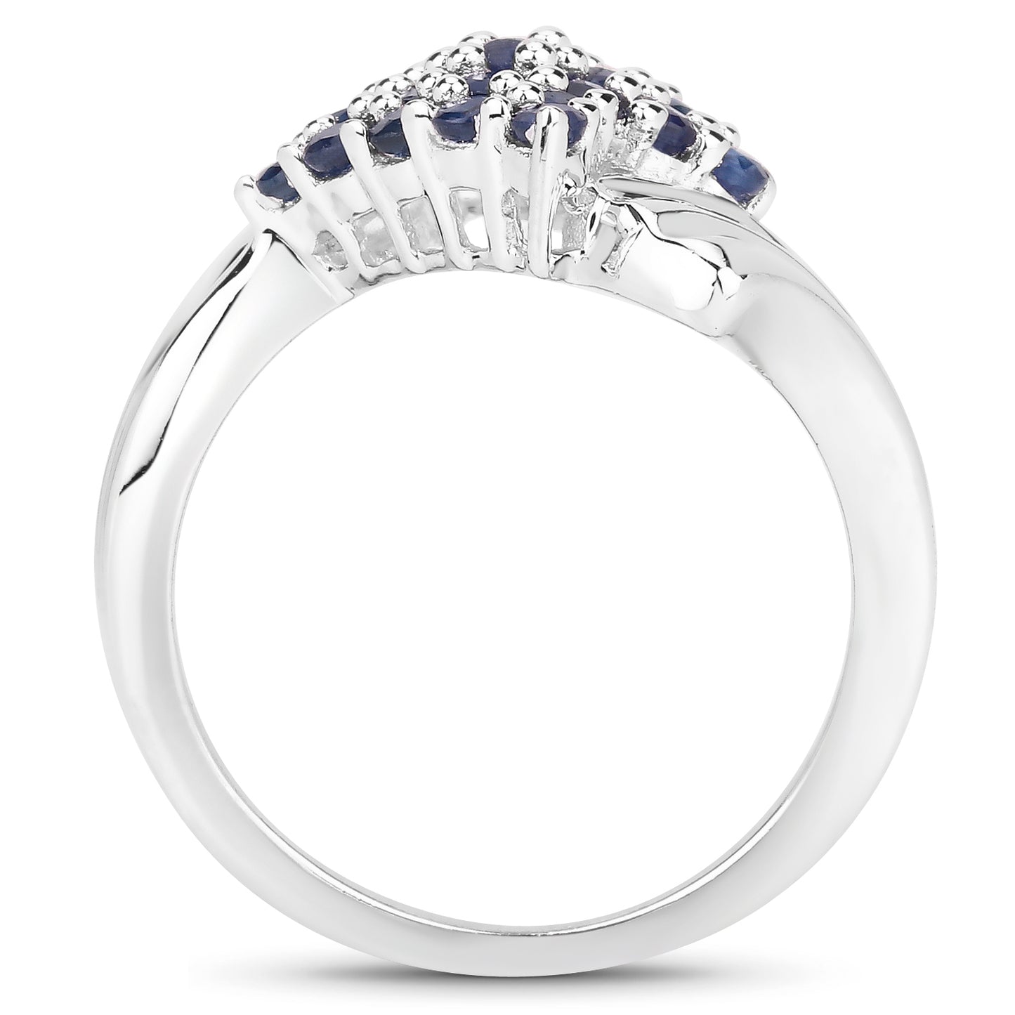 Genuine Blue Sapphire Sterling Silver Bypass Ring