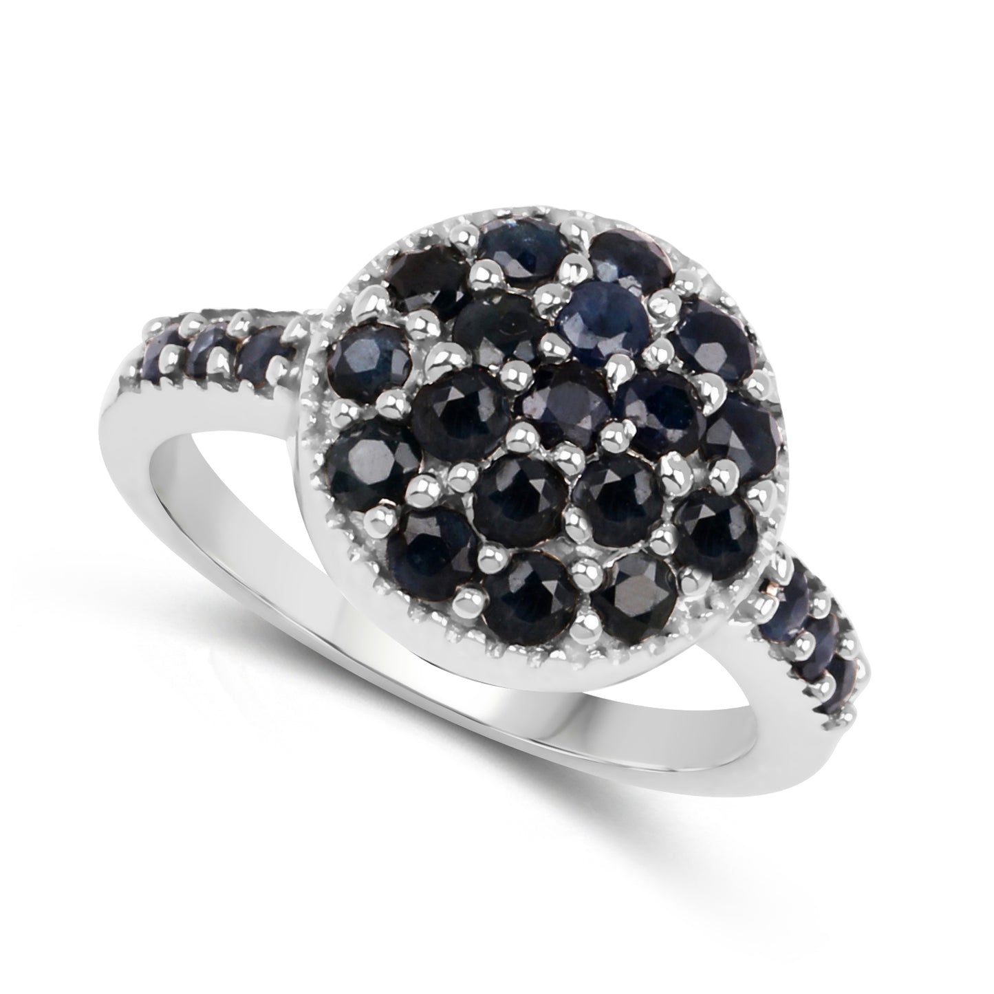 Genuine Blue Sapphire Sterling Silver Cluster Ring