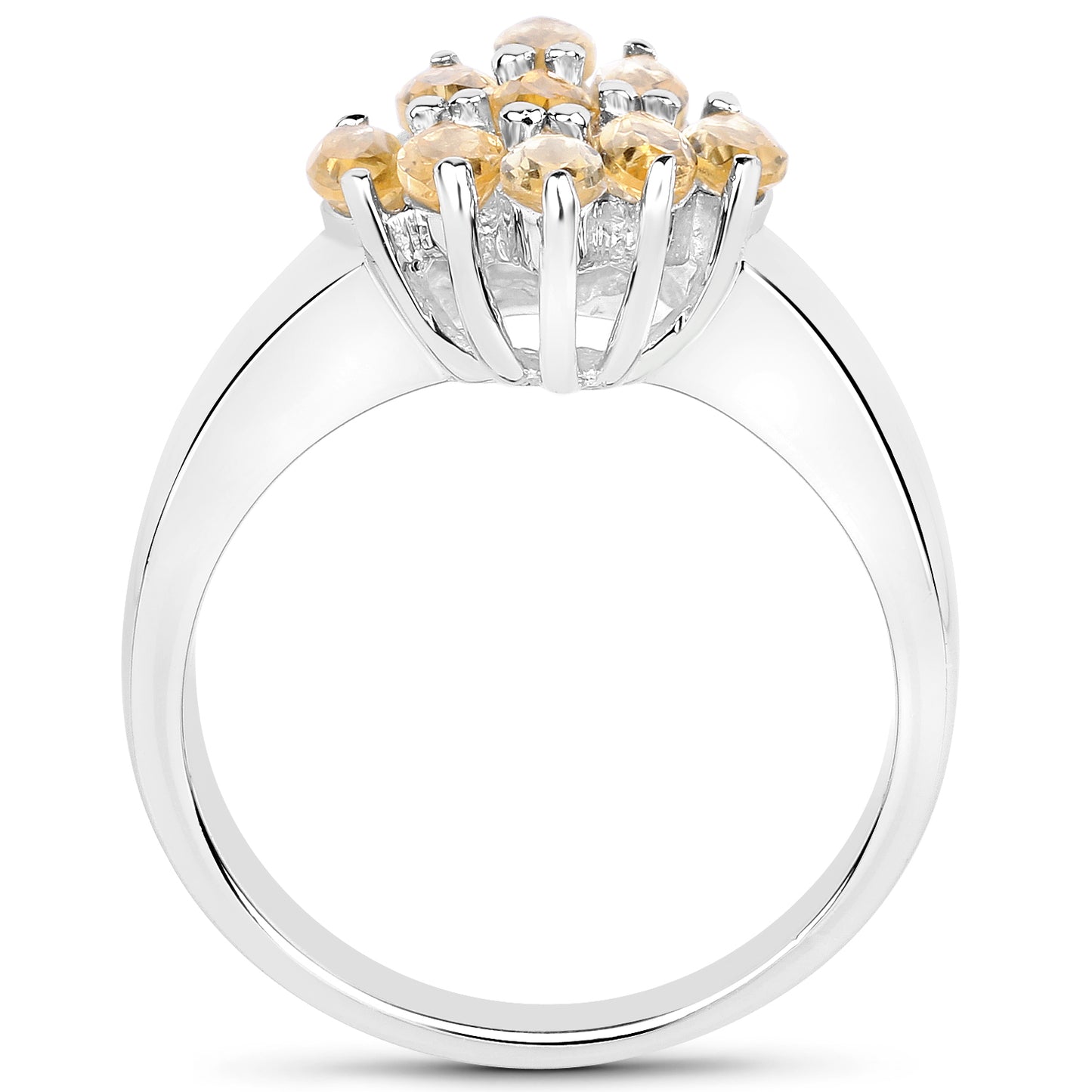 Genuine Citrine Sterling Silver Cluster Ring