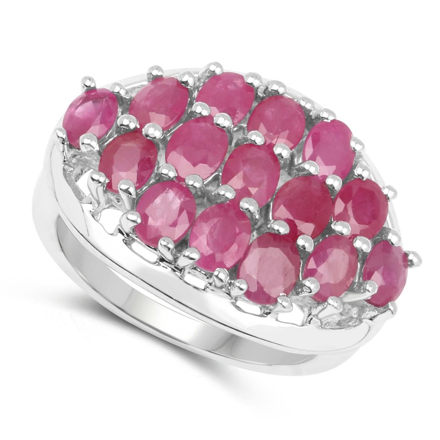 Genuine Ruby Sterling Silver Graduated Ring